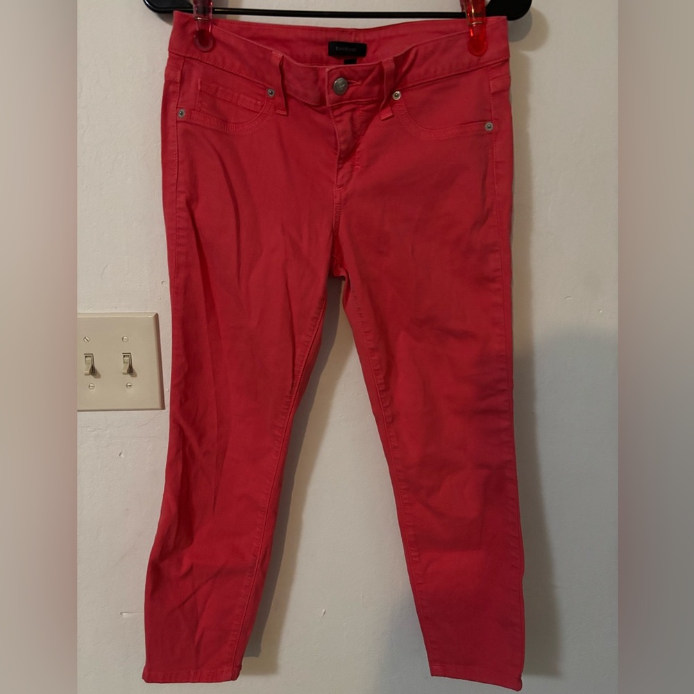 bebe Women's Vibrant Red Skinny Jeans